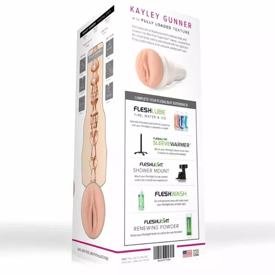 Intymus prietaisas Fleshlight Kayley Gunner su „Real Feel Super Skin“ medžiaga, 25,4 cm