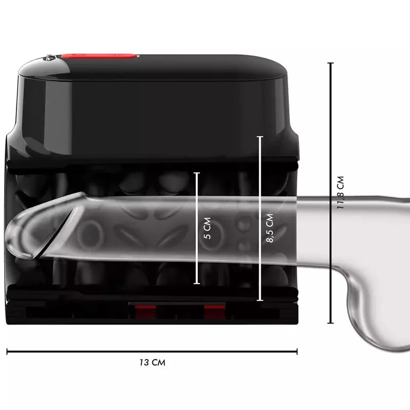 Intymus prietaisas Jamyjob Vortex Tech Turbo, 360° sukimasis, juoda-raudona spalva