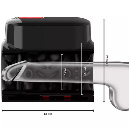 Intymus prietaisas Jamyjob Vortex Tech Turbo, 360° sukimasis, juoda-raudona spalva