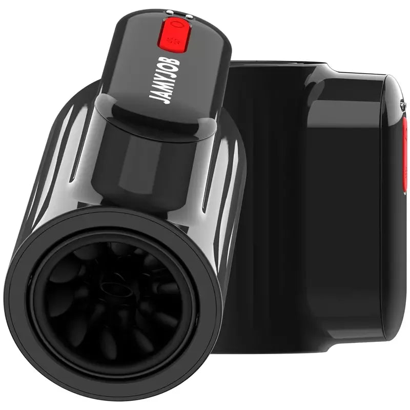 Intymus prietaisas Jamyjob Vortex Tech Turbo, 360° sukimasis, juoda-raudona spalva