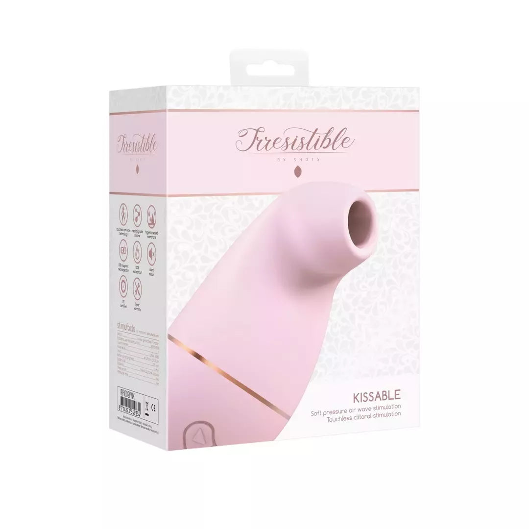 Intymus vibratorius „Irresistible by Shots Kissable“ su „Airwave“ technologija – atsparus vandeniui, silikoninis, USB