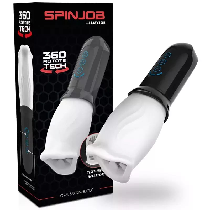JAMYJOB Spinjob besisukantis intymus prietaisas, 3 greičiai, USB, TPE, 8 cm, juodas