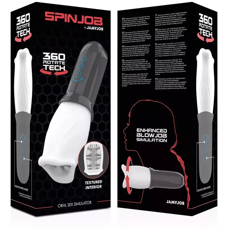 JAMYJOB Spinjob besisukantis intymus prietaisas, 3 greičiai, USB, TPE, 8 cm, juodas