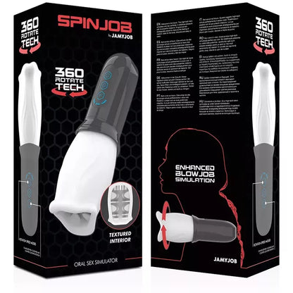 JAMYJOB Spinjob besisukantis intymus prietaisas, 3 greičiai, USB, TPE, 8 cm, juodas