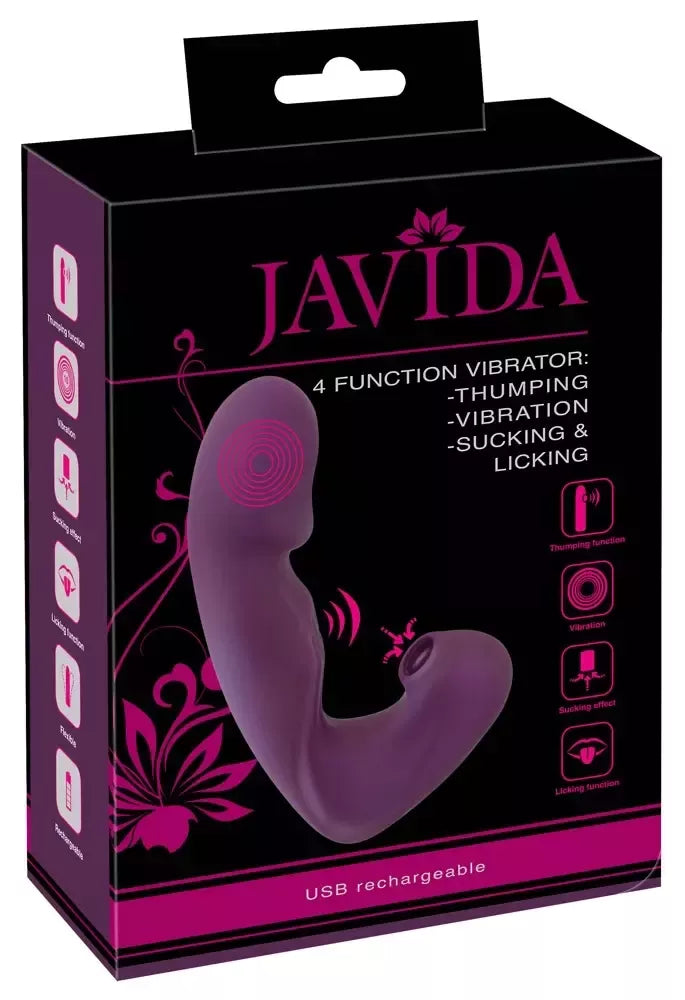 Javida 4 funkcionalus silikoninis daugiafunkcis intymus prietaisas, 18 cm