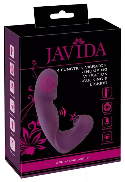 Javida 4 funkcionalus silikoninis daugiafunkcis intymus prietaisas, 18 cm