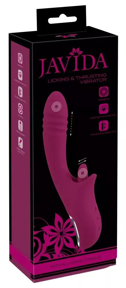 Javida Licking & Thrusting Intimate Machine silikoninis, 22,5 cm, rožinis