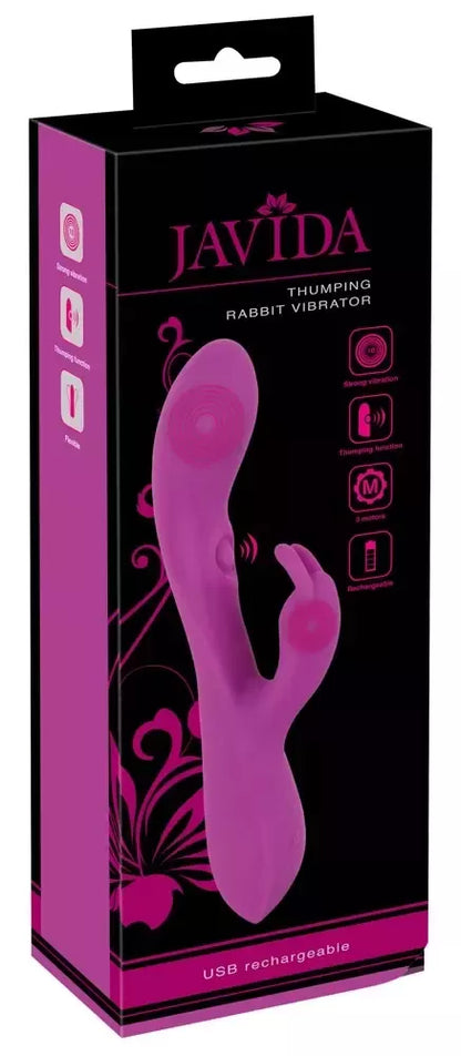 Javida Thumping Rabbit vibratorius – dvigubas variklis, silikoninis, įkraunamas USB