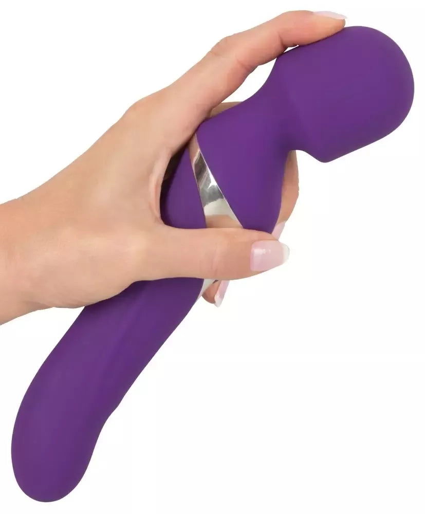 JAVIDA Wand & Pearl dvipusis vibratorius, silikoninis, 24 cm, USB įkraunamas