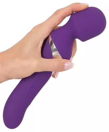 JAVIDA Wand & Pearl dvipusis vibratorius, silikoninis, 24 cm, USB įkraunamas