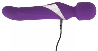 JAVIDA Wand & Pearl dvipusis vibratorius, silikoninis, 24 cm, USB įkraunamas