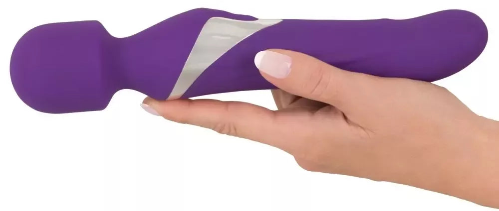 JAVIDA Wand & Pearl dvipusis vibratorius, silikoninis, 24 cm, USB įkraunamas