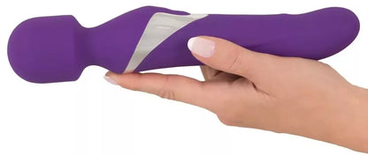 JAVIDA Wand & Pearl dvipusis vibratorius, silikoninis, 24 cm, USB įkraunamas