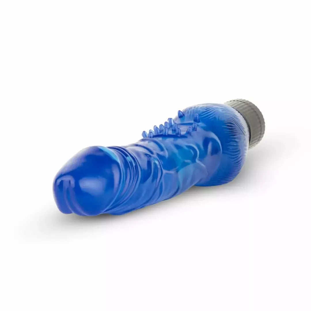 Jelly Infinity Vibrator Blue – lankstus silikoninis modelis su gyslota tekstūra