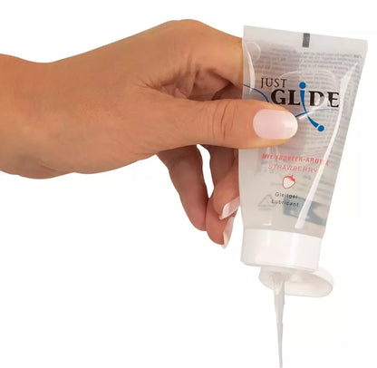 Just Glide braškinis vandens pagrindo lubrikantas 50 ml – vaisinė formulė