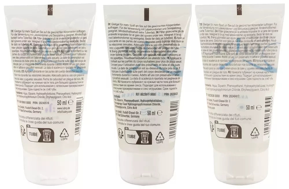 Just Glide lubrikantų rinkinys 3x50ml - vandens pagrindu, žaislams, analinė formulė
