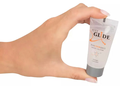 Just Glide Performance hibridinis lubrikantas 20 ml, veganiškas, vandens pagrindo formulė