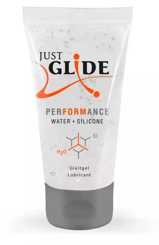 Just Glide Performance vandens ir silikono hibridinis lubrikantas 50ml veganiškas
