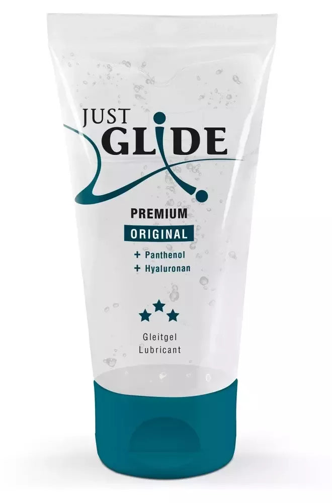 Just Glide Premium vandens pagrindo gelis 50ml su hialurono rūgštimi ir pantenoliu
