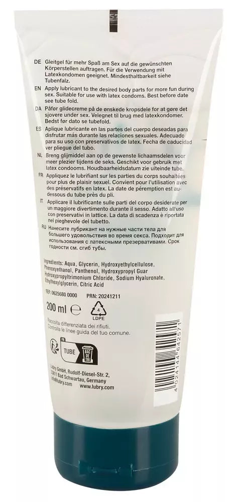 Just Glide Premium vandens pagrindu pagamintas gelis 200 ml su hialurono rūgštimi ir pantenoliu