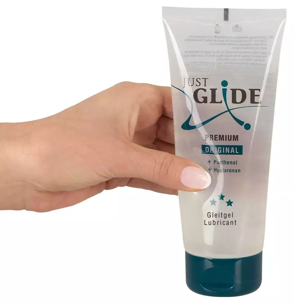 Just Glide Premium vandens pagrindu pagamintas gelis 200 ml su hialurono rūgštimi ir pantenoliu