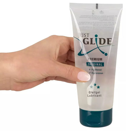 Just Glide Premium vandens pagrindu pagamintas gelis 200 ml su hialurono rūgštimi ir pantenoliu