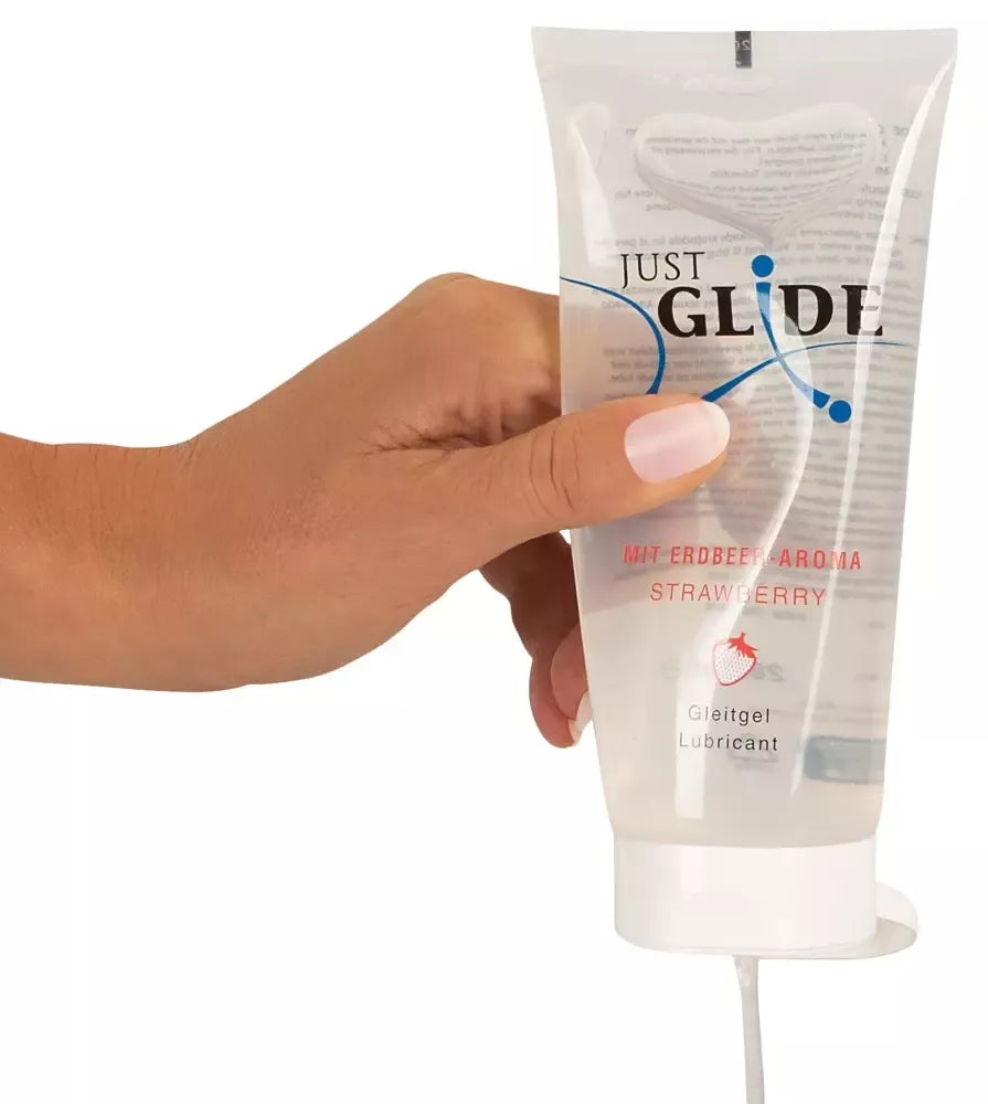 Just Glide Strawberry 200 ml vandens pagrindo lubrikantas – vaisių aromatas