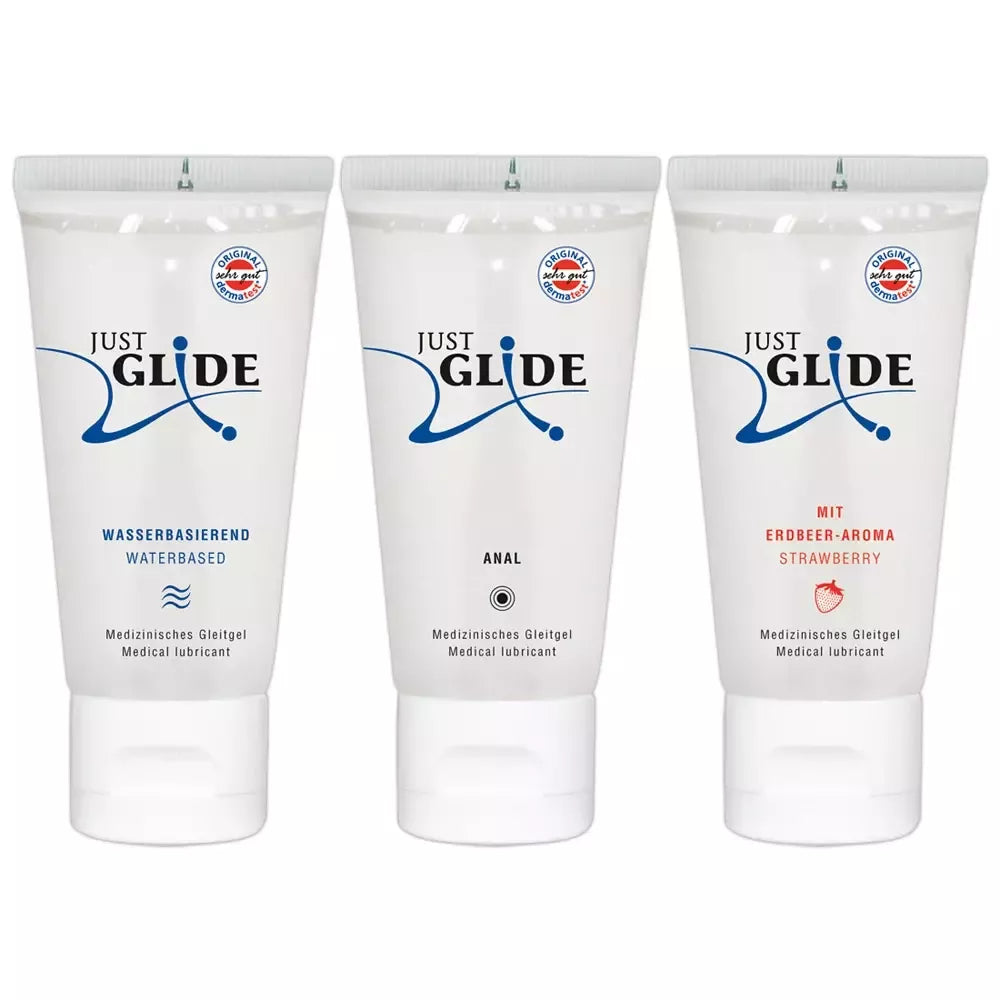 Just Glide vandens pagrindo lubrikantų rinkinys 3x200ml – veganiškas, jautriai odai