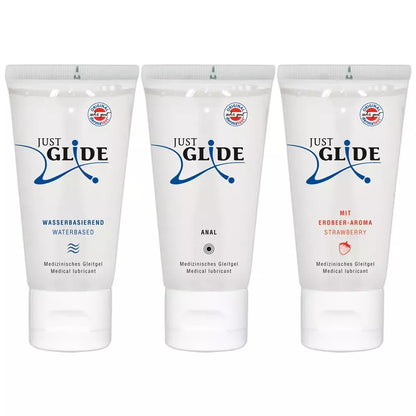 Just Glide vandens pagrindo lubrikantų rinkinys 3x200ml – veganiškas, jautriai odai