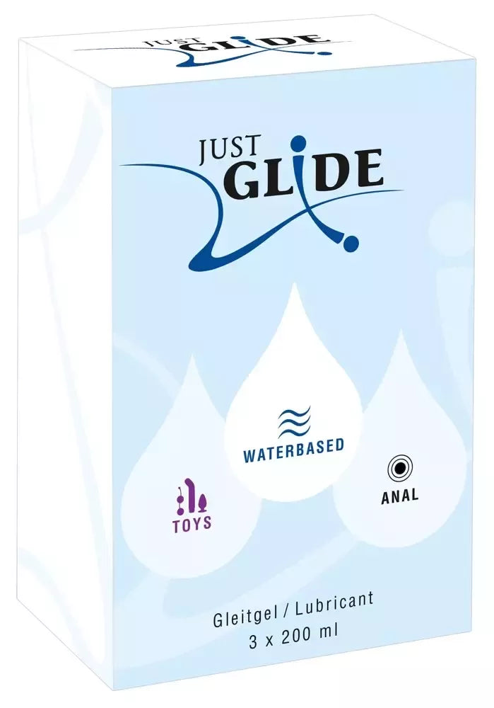 Just Glide vandens pagrindo lubrikantų rinkinys 3x200ml – veganiškas, jautriai odai