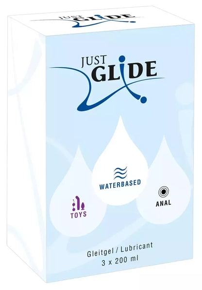 Just Glide vandens pagrindo lubrikantų rinkinys 3x200ml – veganiškas, jautriai odai