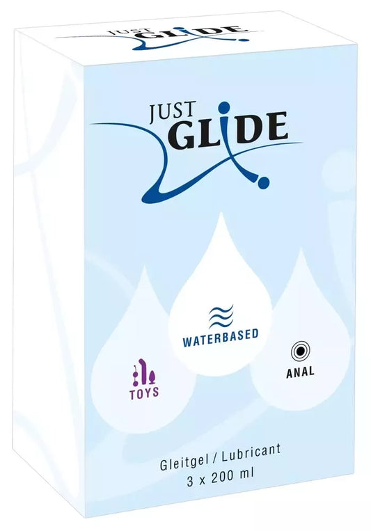 Just Glide vandens pagrindo lubrikantų rinkinys 3x200ml – veganiškas, jautriai odai