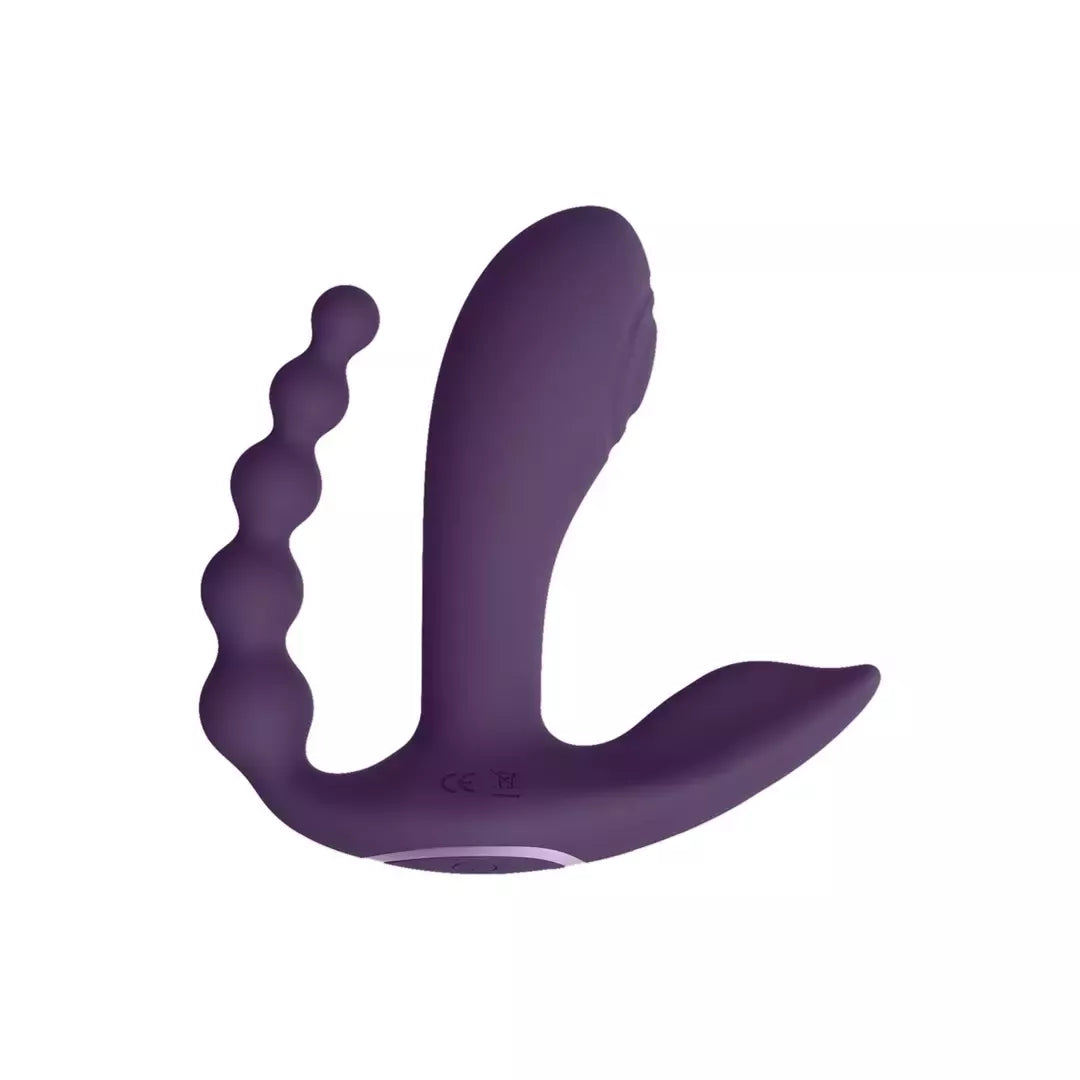 Kata Pulse Wave Dual Stimulation System Purple – trigubas vibratorius su nuotolinio valdymo pulteliu