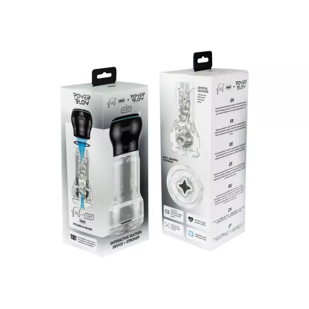 Kiiroo Feel Crystal Pocket intymus prietaisas + PowerBlow Black rinkinys