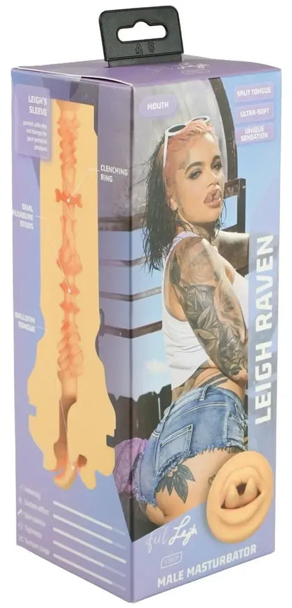 Kiiroo Feel Leigh Raven burnos tipo masturbatorius, Superskin, 22 cm, juodas