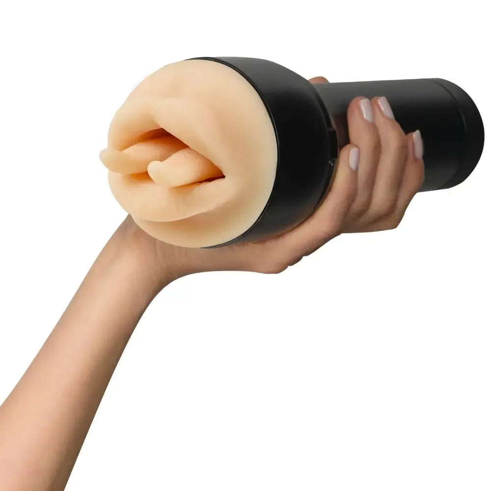 Kiiroo Feel Leigh Raven burnos tipo masturbatorius, Superskin, 22 cm, juodas