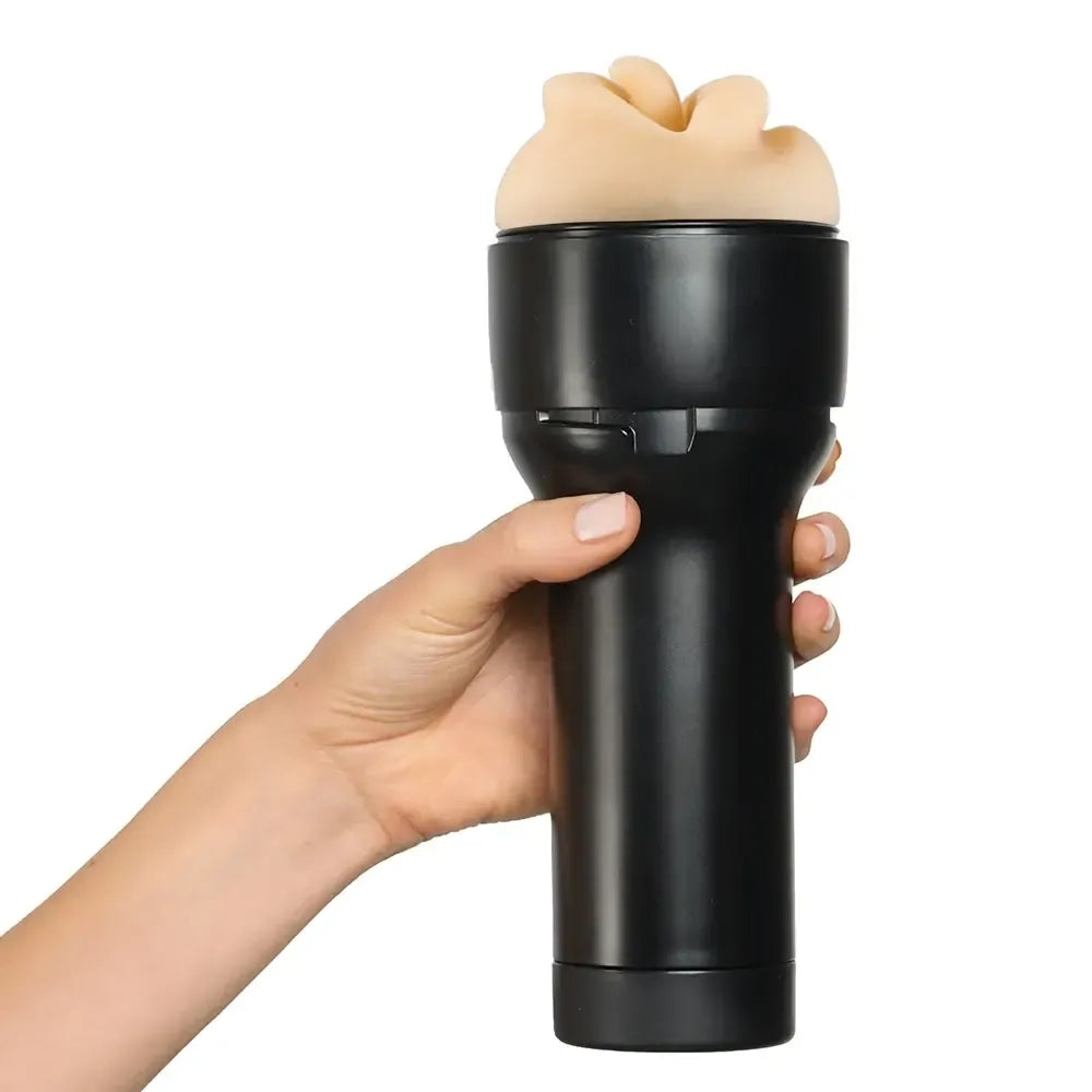Kiiroo Feel Leigh Raven burnos tipo masturbatorius, Superskin, 22 cm, juodas