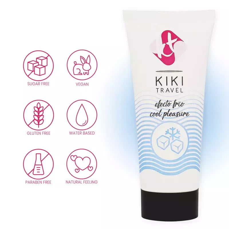 Kiki Travel Cooling lubrikantas 50 ml – vandens pagrindu, veganiškas, su alaviju