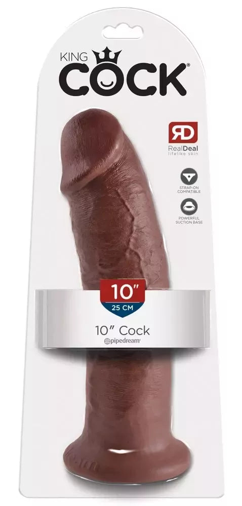 King Cock 10 colių anatominis intymus prietaisas, rudas, PVC, 25 cm