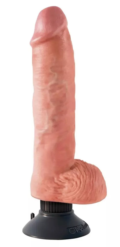 King Cock 10 colių lankstus vibruojantis modelis su siurbtuku, smėlio spalvos