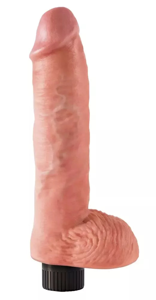 King Cock 10 colių lankstus vibruojantis modelis su siurbtuku, smėlio spalvos