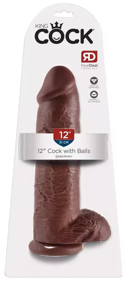 King Cock 12" anatominis modelis su pagrindu, 30,5 cm, PVC, smėlio spalvos