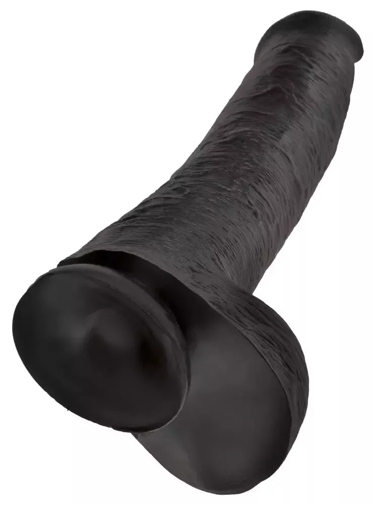 King Cock 15" anatominis modelis su siurbtuku ir suderinamumu su diržais, tamsus