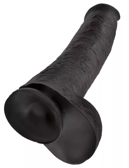 King Cock 15" anatominis modelis su siurbtuku ir suderinamumu su diržais, tamsus