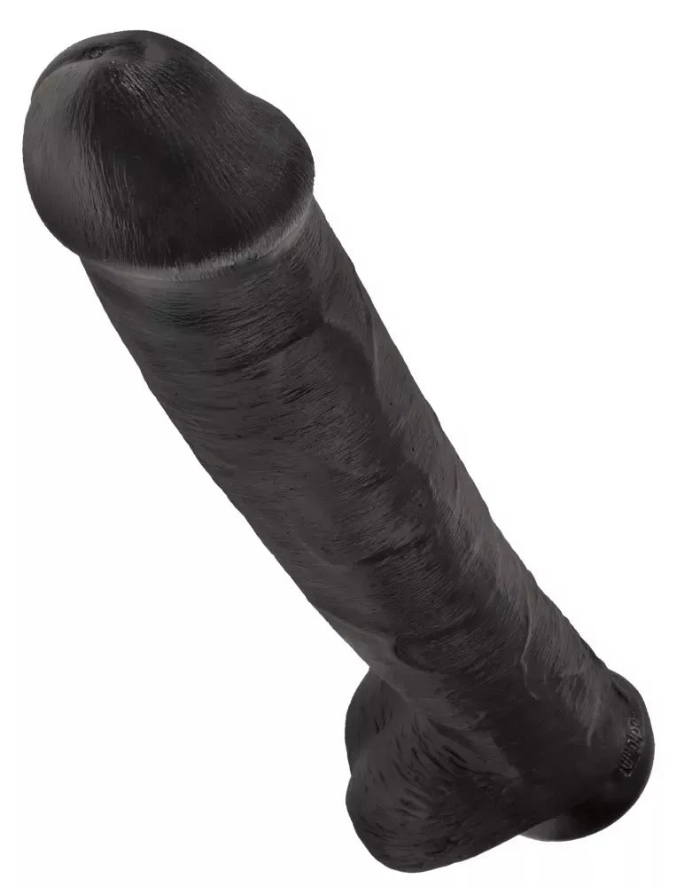 King Cock 15" anatominis modelis su siurbtuku ir suderinamumu su diržais, tamsus