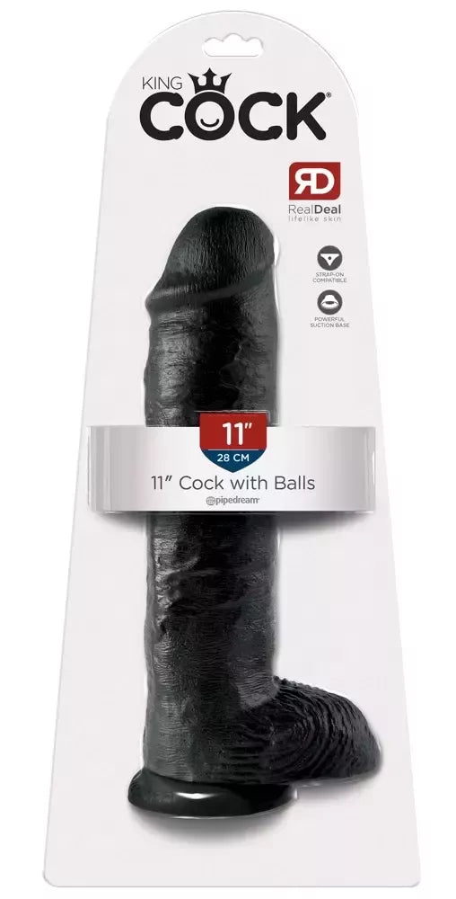 King Cock 28 cm anatominis modelis su siurbtuku, tamsus PVC