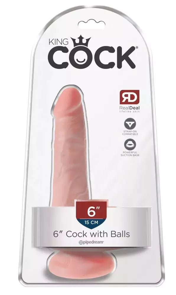 King Cock 6" anatominis modelis su pagrindu, šviesus, 15,2 cm, PVC