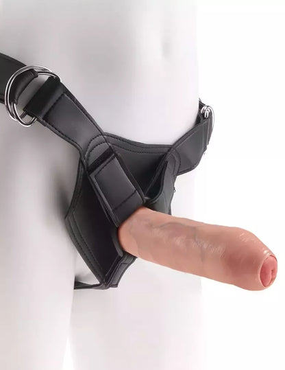 King Cock 7 Uncut diržo tipo dildo sistema su reguliuojamais diržais, 18 cm, šviesaus tono