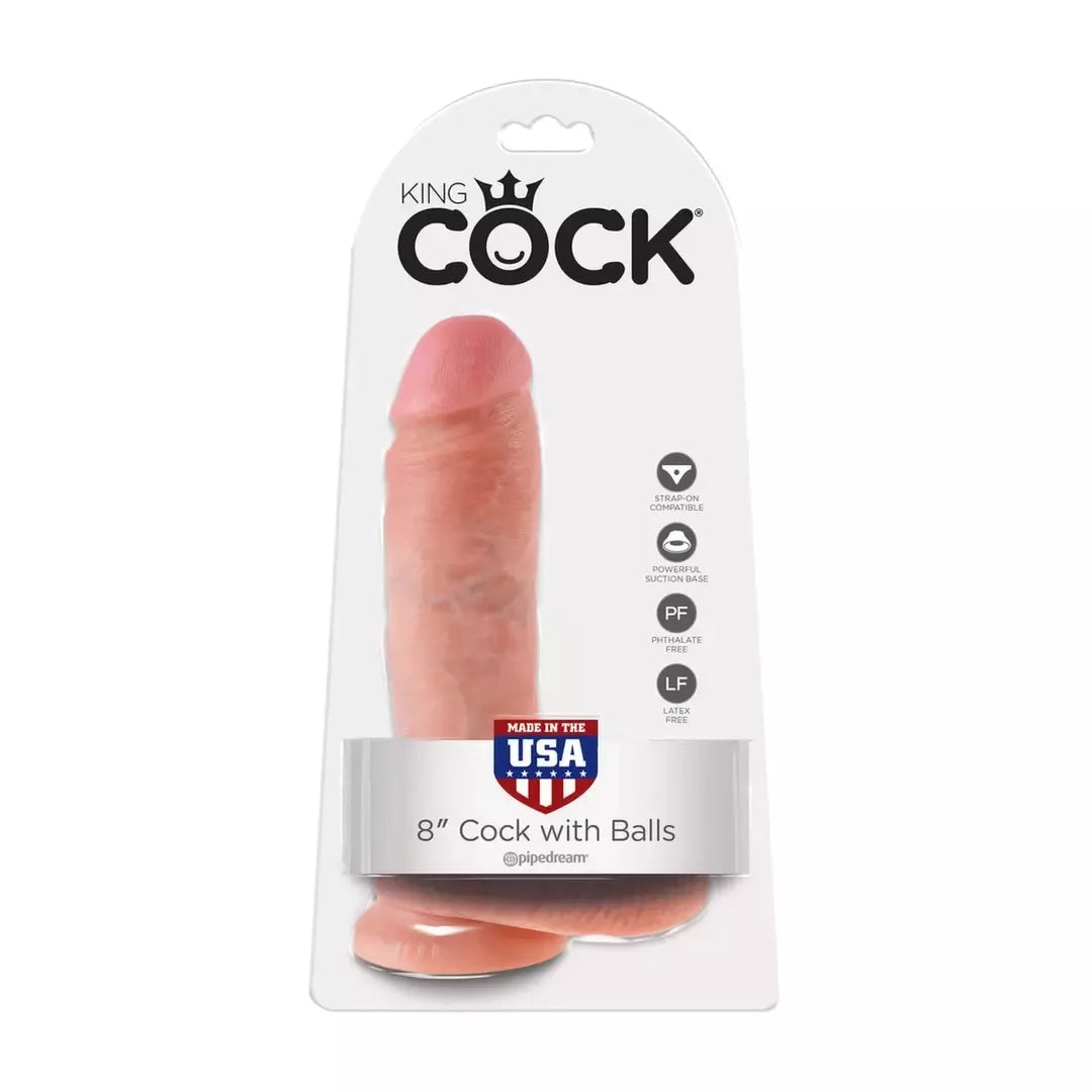 King Cock 8 colių Intimate Companion su sėklidėmis, kūno spalvos, 20,3 cm