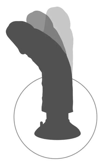 King Cock 8” vibruojantis lankstus intymus prietaisas su siurbtuku, smėlio spalvos